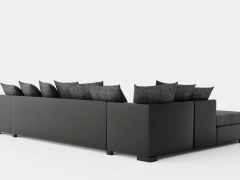 Ocean U Sofa Large With Divan Right Artificial Leather 3D Model