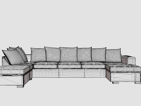 Ocean U Sofa Large With Divan Right Artificial Leather Modello 3D