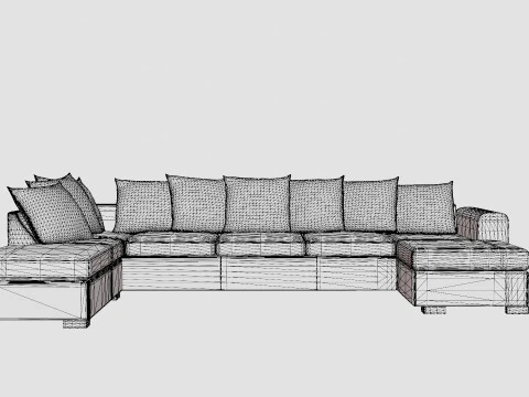 Ocean U Sofa Large With Divan Right Artificial Leather 3D Model