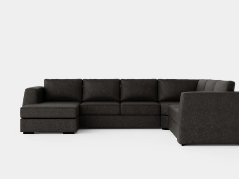 Sofa Sudut Optus Dengan Dipan Reversibel Abu Tua Model 3D