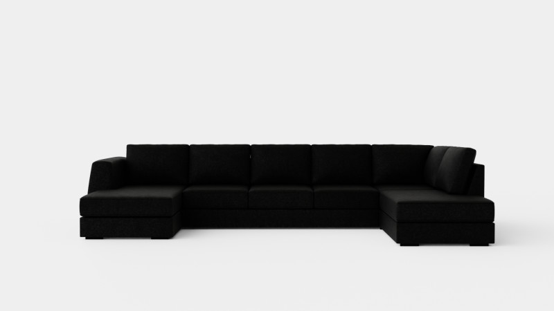 Optus U Sofa Large With Divan Left Black 3D Model .c4d .max .obj .3ds .fbx .stl .blend 