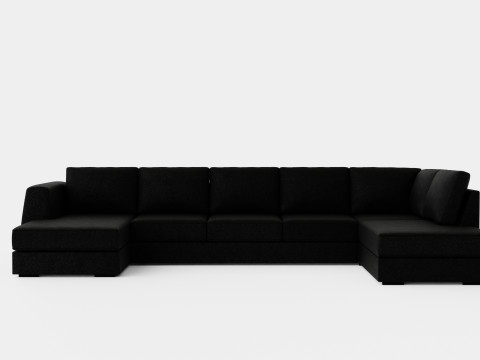 Optus U Sofa Large With Divan Left Black 3D Model