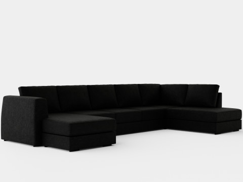 Optus U Sofa Large With Divan Left Black 3D Model