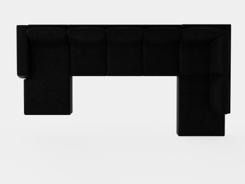 Optus U Sofa Large With Divan Left Black 3D Model