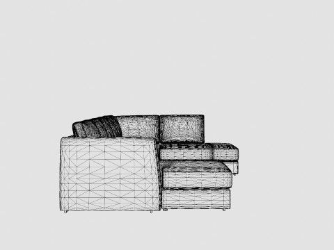 Optus U Sofa Large With Divan Left Black 3D Model
