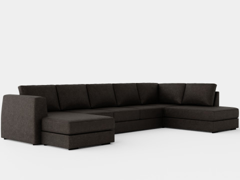 Optus U Sofa Large With Divan Left Dark Gray 3D Model