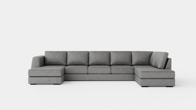 Optus U Sofa Large With Divan Left Light Gray 3D Model .c4d .max .obj .3ds .fbx .stl .blend