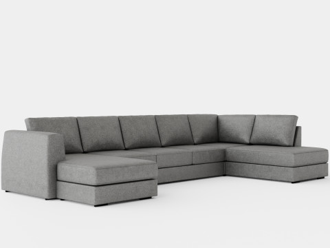 Optus U Sofa Large With Divan Left Light Gray 3D Model