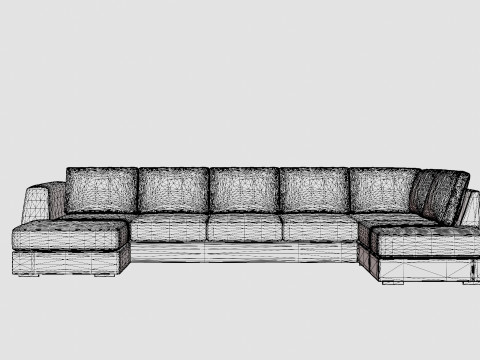Optus U Sofa Large With Divan Left Light Gray 3D Model