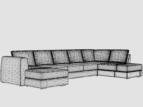 Optus U Sofa Large With Divan Left Light Gray 3D Model