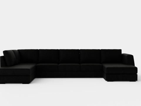 Optus U Sofa Large With Couch Black 3D Model