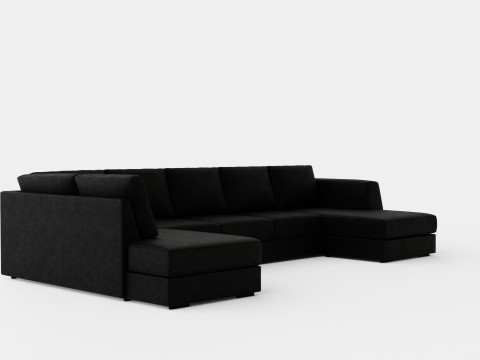 Optus U Sofa Large With Couch Black Modelo 3D