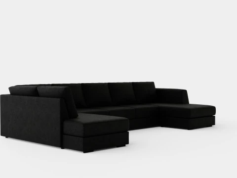 Optus U Sofa Large With Couch Black 3D Model