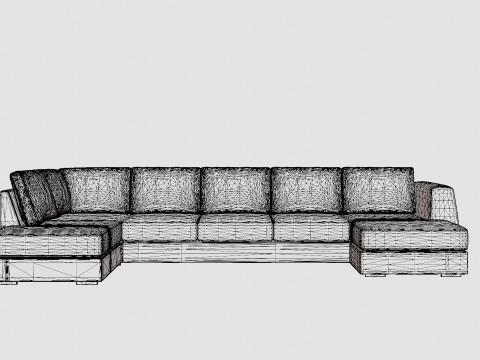 Optus U Sofa Large With Couch Black Modelo 3D