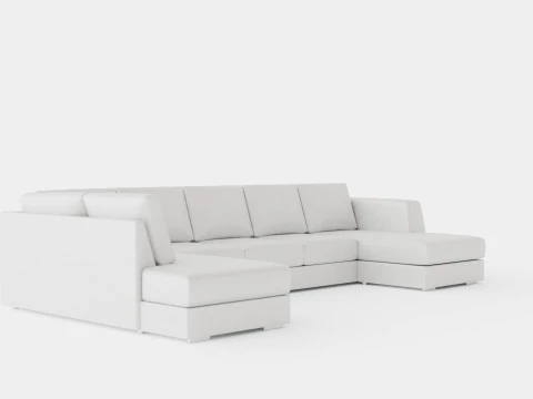 Optus U Sofa Large With Divanhoger Dark Grey 3D Model