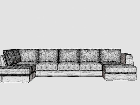 Optus U Sofa Large With Divanhoger Dark Grey 3D Model