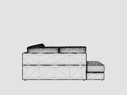 Optus U Sofa Large With Divanhoger Dark Grey 3D Model