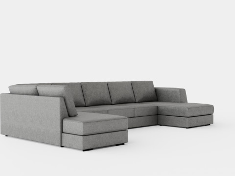 Optus U Sofa Large With Divanhoger Light Gray Model 3D