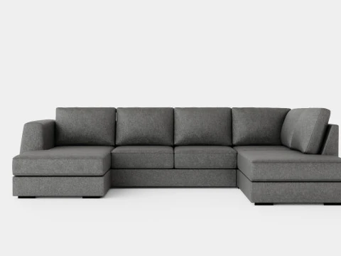 Optus U Sofa With Divan Left Light Gray 3D Model