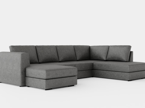 Optus U Sofa With Divan Left Light Gray Modèle 3D