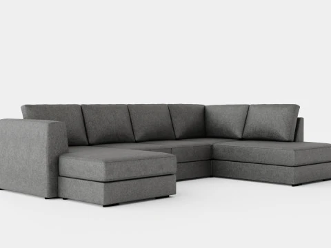 Optus U Sofa With Divan Left Light Gray 3D Model