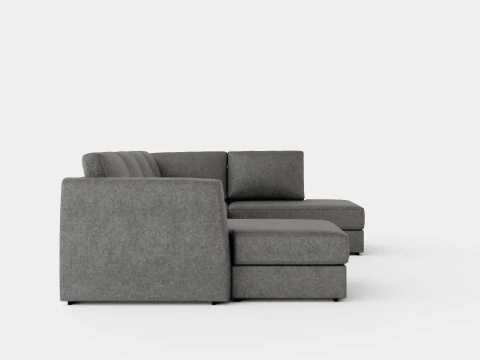 Optus U Sofa With Divan Left Light Gray 3D Model