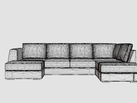 Optus U Sofa With Divan Left Light Gray 3D Model