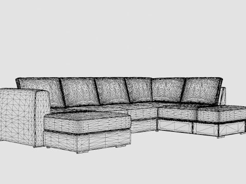 Optus U Sofa With Divan Left Light Gray 3D Model