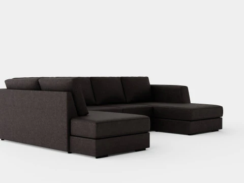 Optus U Sofa With Divan Right Dark Gray 3D Model