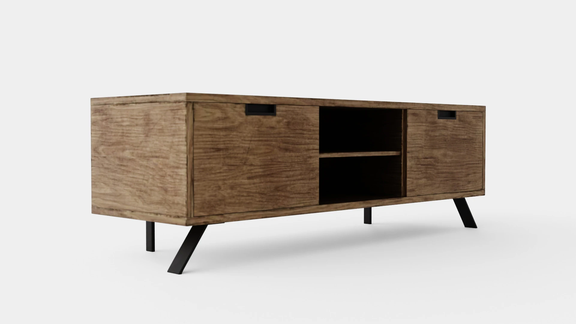 Palma TV Bench Walnut 3D Model .c4d .max .obj .3ds .fbx .stl .blend