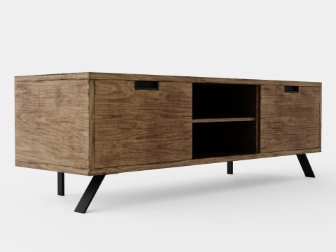 Palma TV Bench Walnut 3D Model