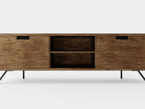 Palma TV Bench Walnut 3D Model