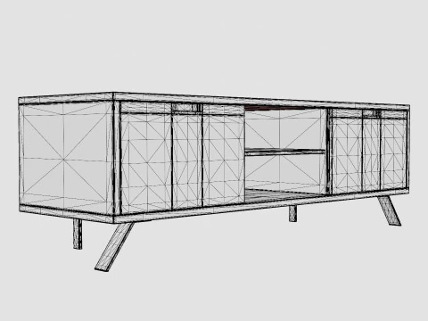 Palma TV Bench Walnut 3D Model