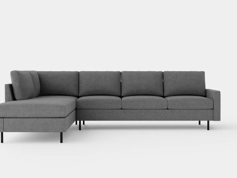 Peppe 3 座沙发带躺椅左侧 浅灰色 3D 模型