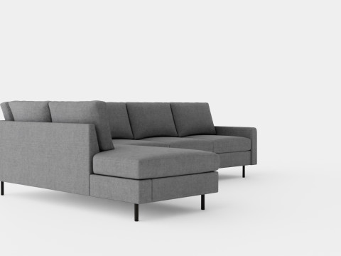 Peppe 3 Seater Sofa With Chaise Lounge Left Light Gray 3D Model
