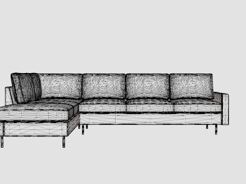 Peppe 3 Seater Sofa With Chaise Lounge Left Light Gray 3D Model