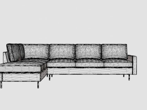Peppe 3 Seater Sofa With Chaise Lounge Left Light Gray 3D Model