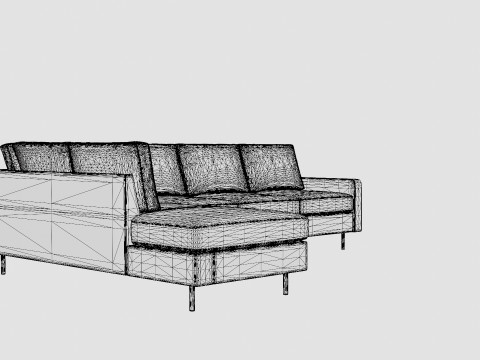 Peppe 3 Seater Sofa With Chaise Lounge Left Light Gray 3D Model