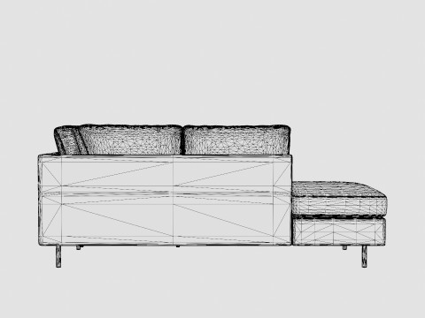 Peppe 3 Seater Sofa With Chaise Lounge Left Light Gray 3D Model