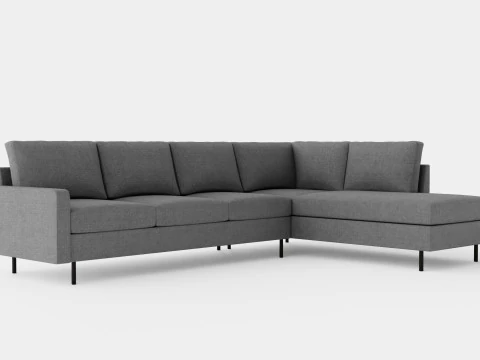 Sofa Peppe 3 Seater Dengan Chaise Lounge Kanan Abu Abu Muda Model 3D