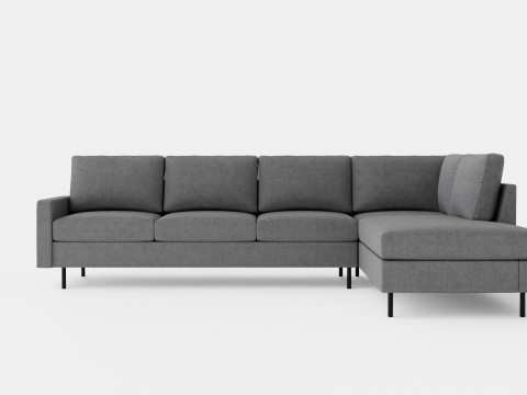 Peppe 3 Seater Sofa With Chaise Lounge Right Light Gray 3D मॉडल