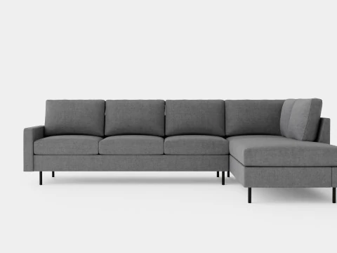 Peppe 3 Seater Sofa With Chaise Lounge Right Light Gray 3D Model