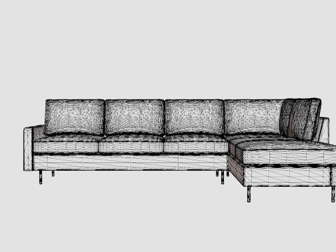 Peppe 3 Seater Sofa With Chaise Lounge Right Light Gray 3D मॉडल
