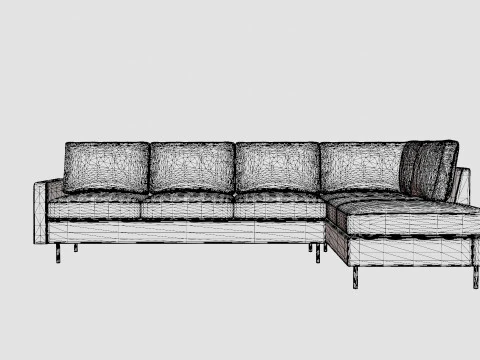 Peppe 3 Seater Sofa With Chaise Lounge Right Light Gray 3D Model