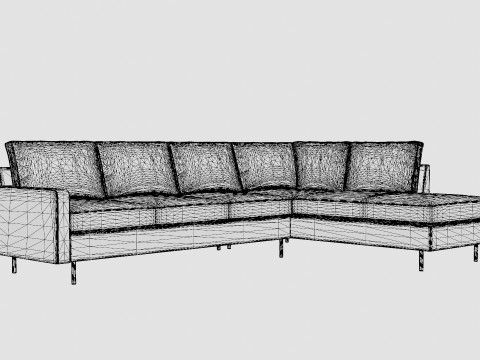 Peppe 3 Seater Sofa With Chaise Lounge Right Light Gray 3D मॉडल