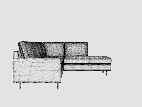 Peppe 3 Seater Sofa With Chaise Lounge Right Light Gray 3D Model