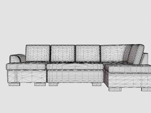 Porto Sofa With Divan Right 3D Модель