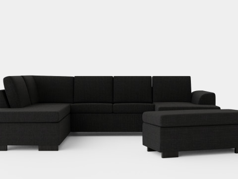 Porto U Sofa With Divan Right Footstool 3D Model