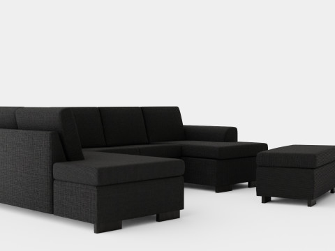 Porto U Sofa With Divan Right Footstool 3D 모델