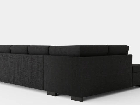 Porto U Sofa With Divan Right Footstool 3D Model